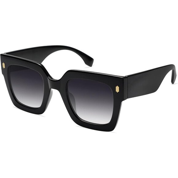 ? Women Black Retro  Square Sunglasses Vintage Oversized Luxury Big Eyewear